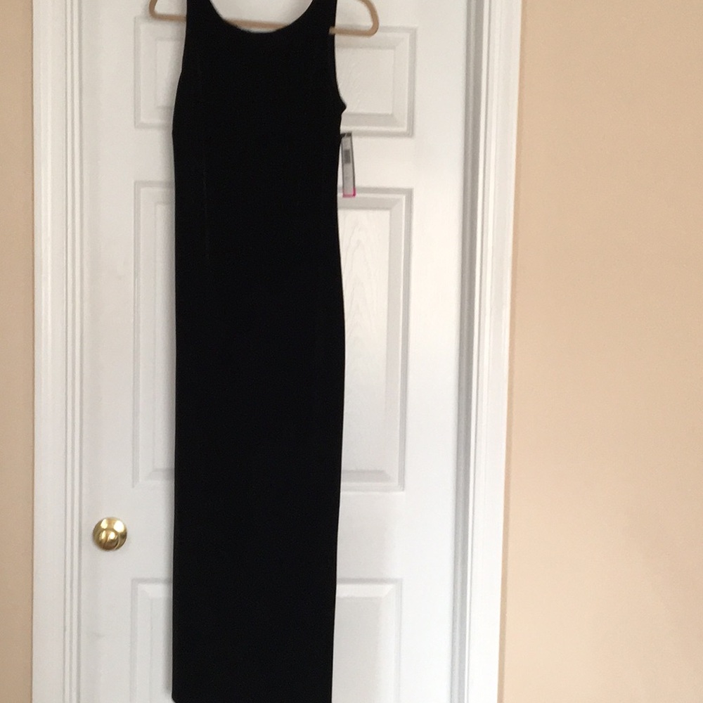 Long black velvet evening dress